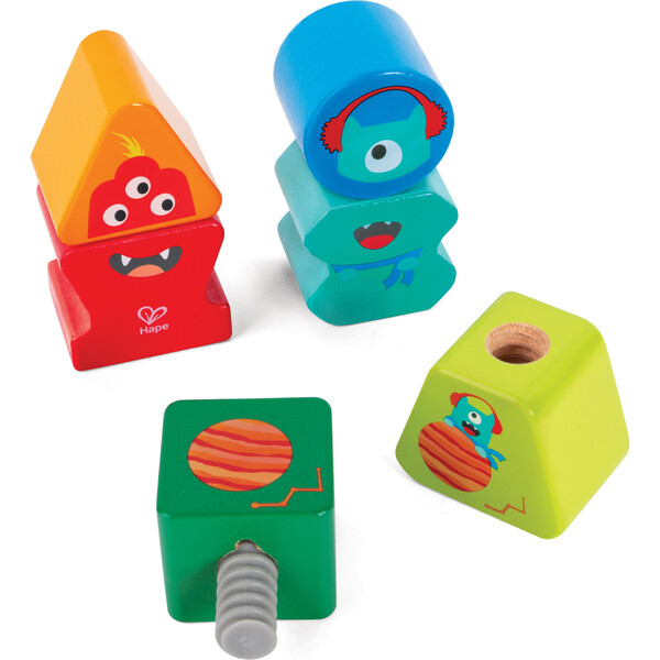 Building Block Monster Buddies - 3 Colorful Wooden Block Monster ...