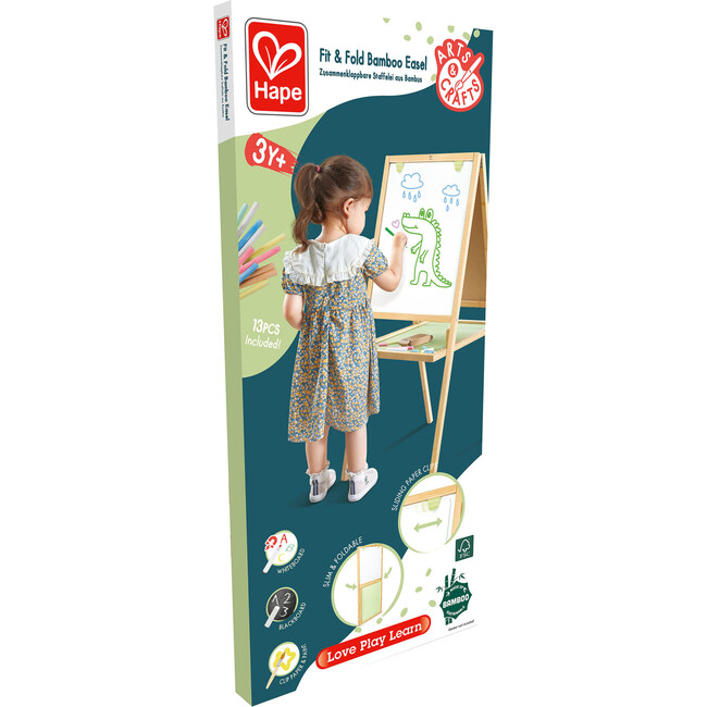 Fit & Fold Bamboo Easel - Double-Sided, 3-In-1: Magnetic Whiteboard - Arts & Crafts - 4