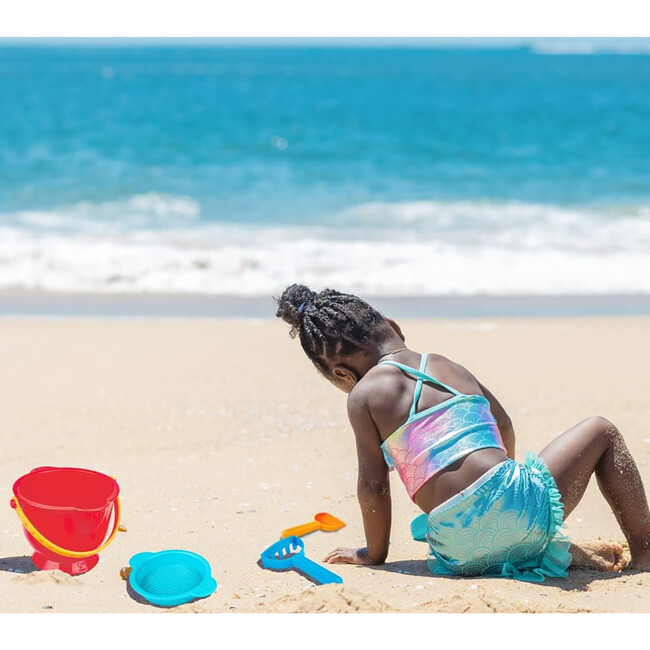 Beach Basics - 4pc Playset Includes Bucket Sifter, Rake & Shovel Toys - BEACH TOYS - 3