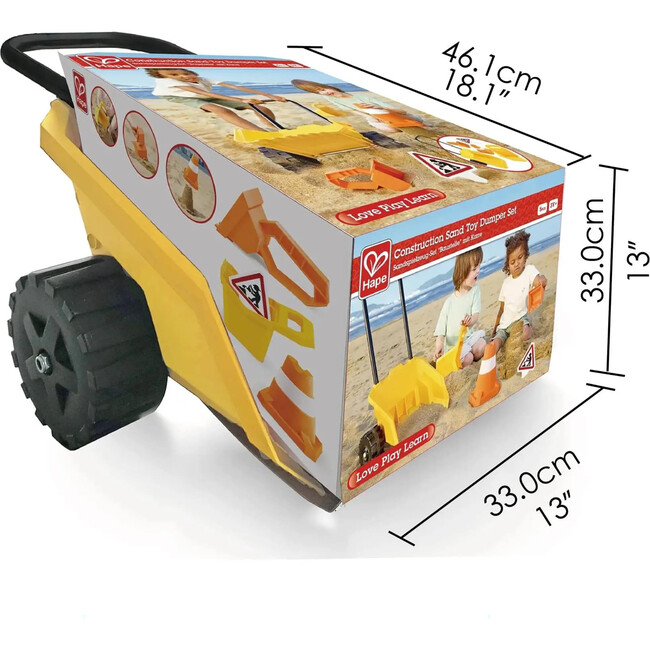 Construction Sand Toy Dumper Set - 5pc Beach & Sand Toy Set, Bulldozer, Digger Bucket, Safety Cone, Indicator & Cart, Outdoor Playset, Kids Age 3+ - BEACH TOYS - 5