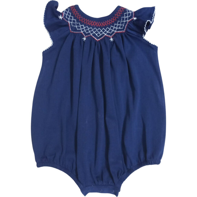 Stars & Stripes Embroidered Collar Butterfly Sleeve Bubble, Navy