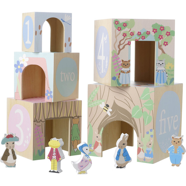 Peter Rabbit: Wooden Stacking Cubes - 5 Numbered Stacking Cubes