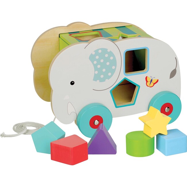 Orange Tree Toys: Shape Sorter: Jungle Elephant - Wooden Wheeled Animal Sorter