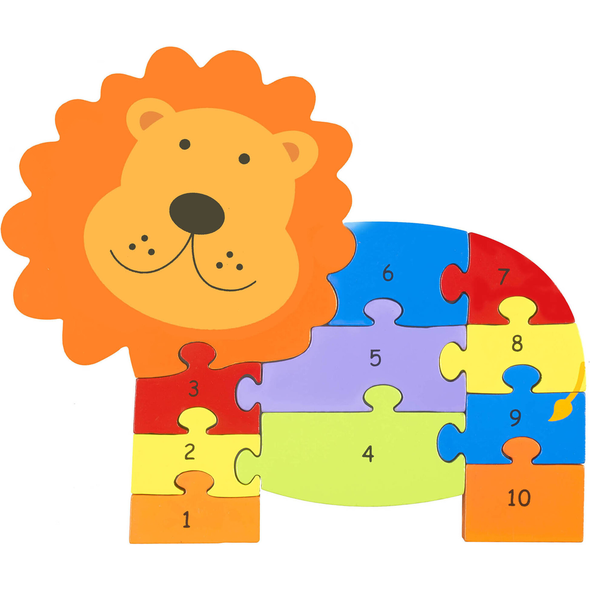 Orange Tree Toys: Lion Number Puzzle - 11 Piece Wooden Puzzle - Wooden Puzzles - 1