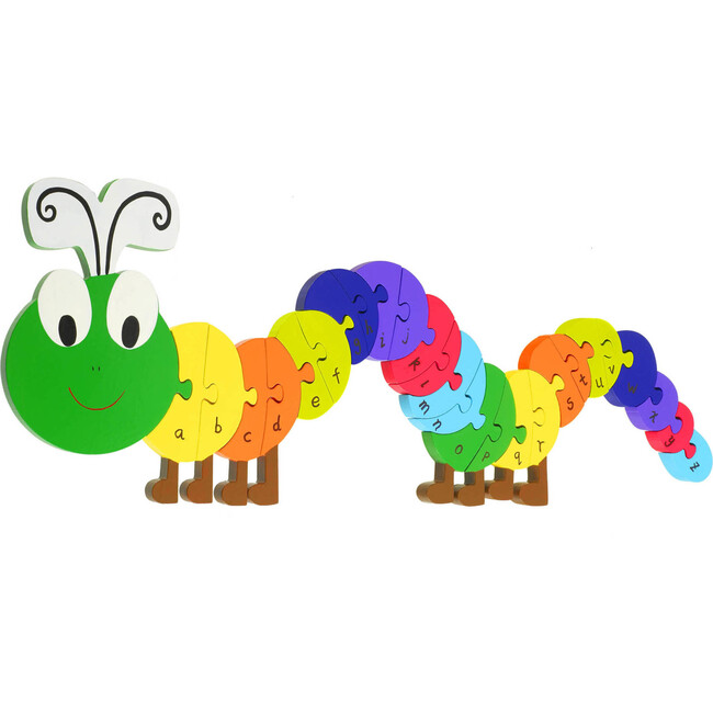 Orange Tree Toys: Caterpillar Alphabet Puzzle - 27 Piece Wooden Puzzle