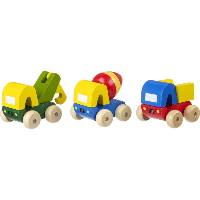 Orange Tree Toys: First Trucks - 3 Wooden Push Car Toys