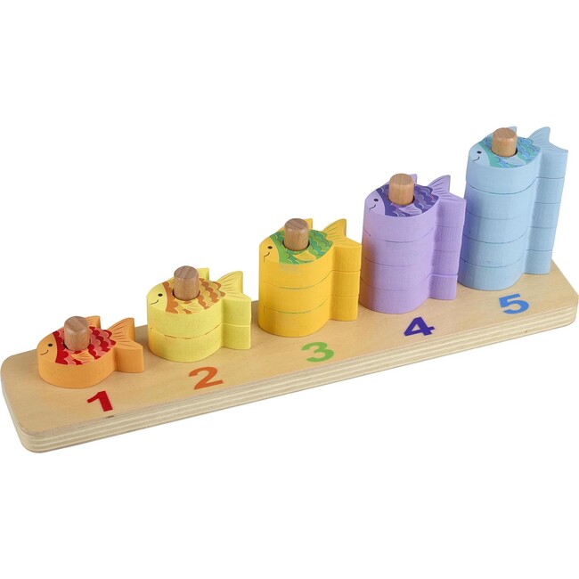 Orange Tree Toys: Counting Fish - Wooden Stacking Toy