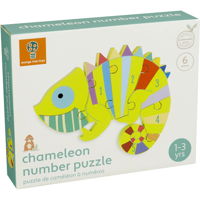 Orange Tree Toys: Chameleon Number Puzzle - Wooden Puzzles - 2