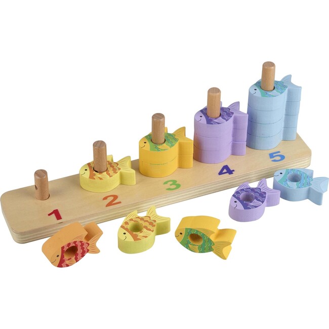 Orange Tree Toys: Counting Fish - Wooden Stacking Toy - Developmental Toys - 3