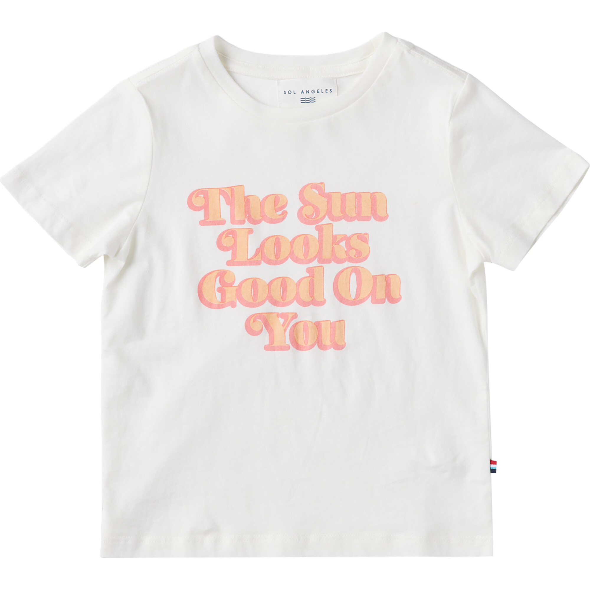 Girls Looks Good Print Round Neck Marlow Tee, White - T-Shirts - 1