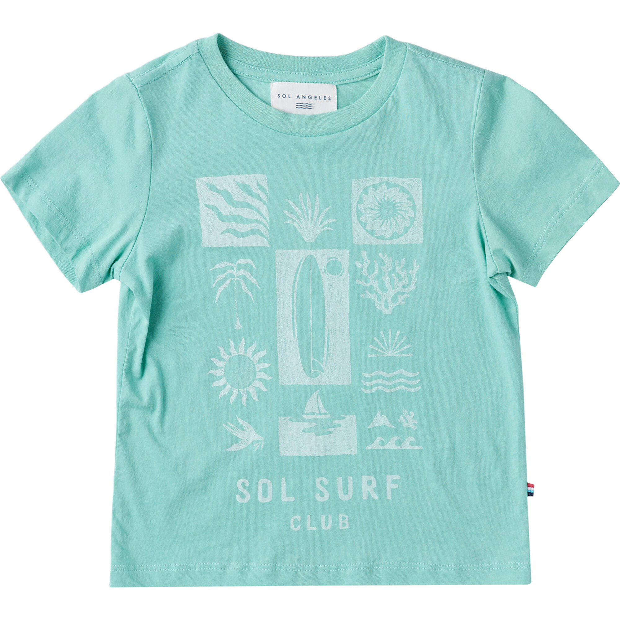 Boys Surf Club Round Neck Marlow Tee, Green - T-Shirts - 1