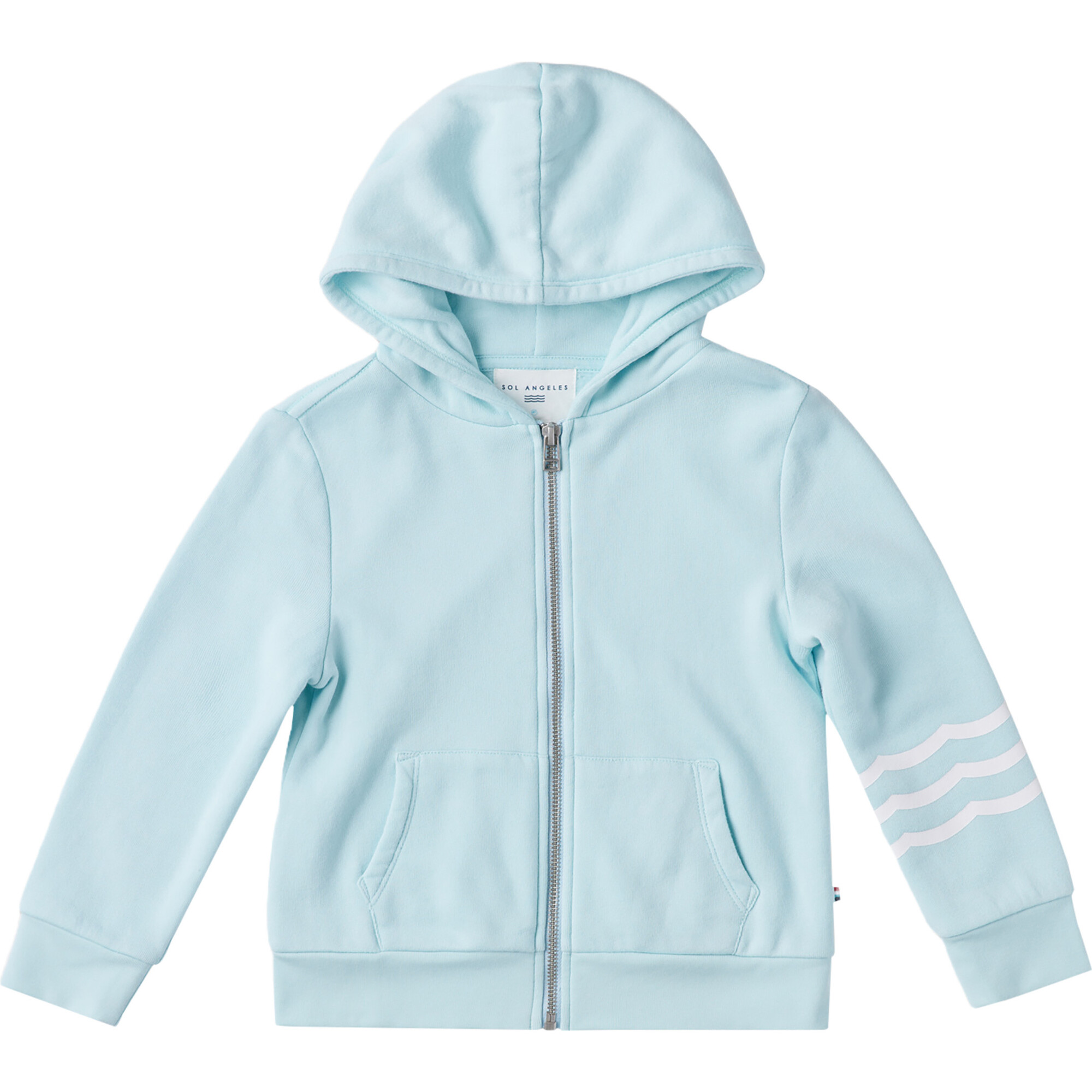 Boys Waves Long Sleeve Zip Hoodie, Seaglass - Sweatshirts - 1