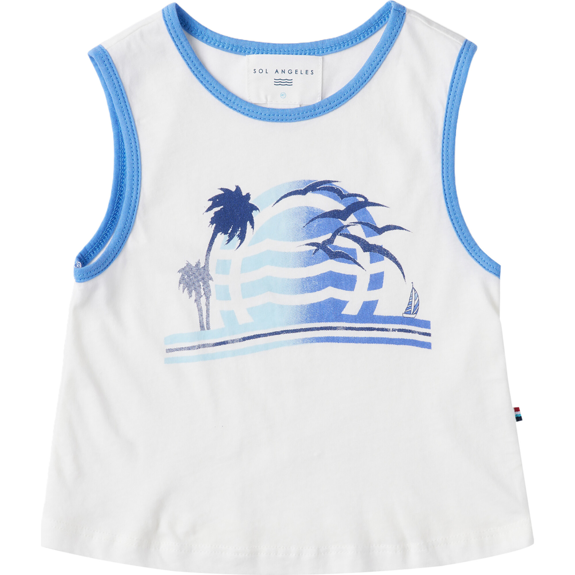 Boys Palm Summer Tank Top, White - Tank Tops - 1