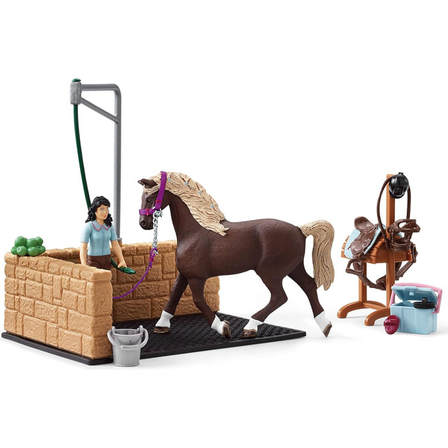 Schleich Horse Club: Washing Area W/ Emily & Luna - 19 Piece Playset