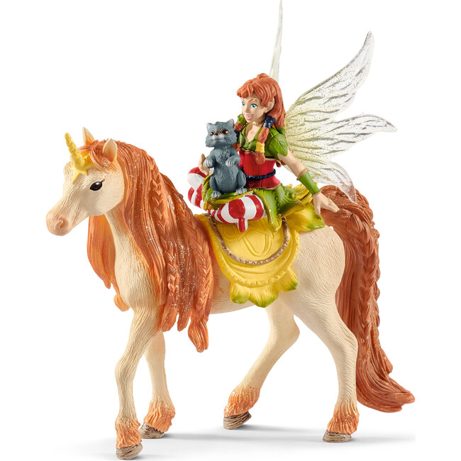 Schleich Bayala: Fairy Marween Doll With Glitter Unicorn - 3pc Figurine Playset