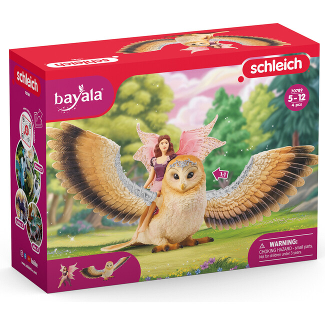 Schleich Bayala: Fairy In Flight On Glam-Owl  - 2pc Figurine Playset - Playsets - 5