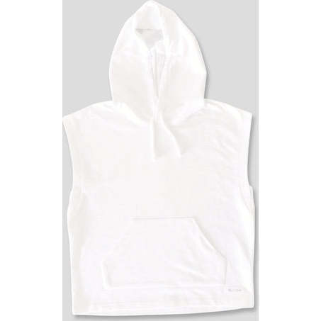 Bliss Relaxed Short Sleeve Drawstring Hoodie, White - Sweaters - 1