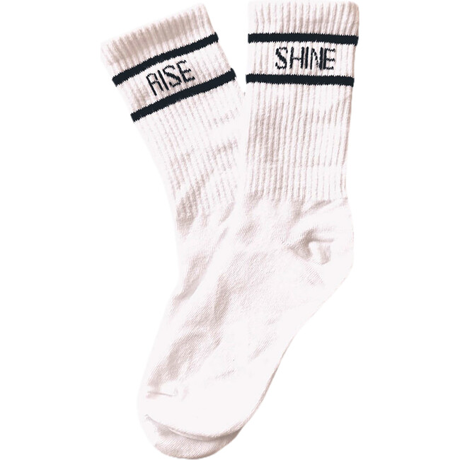Girls's Rise & Shine Striped Sport High Socks, White
