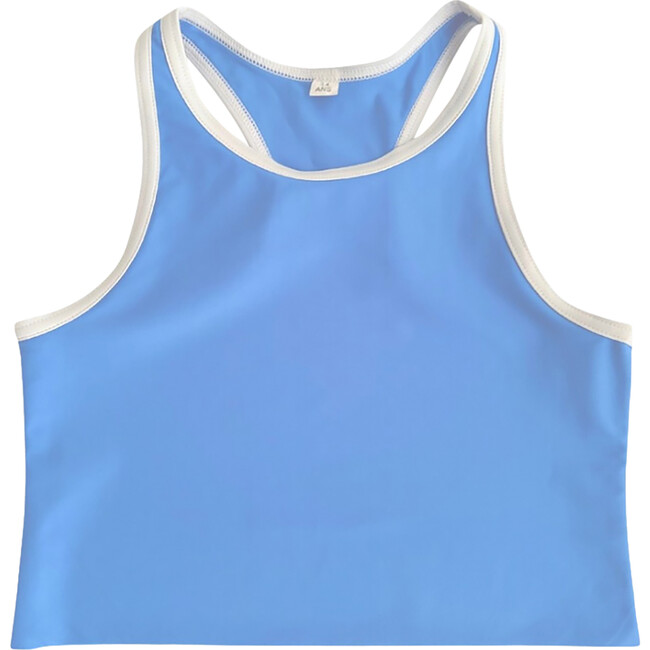Bliss American-Style UV-Resistant Piped Sport Bra, Azure Blue