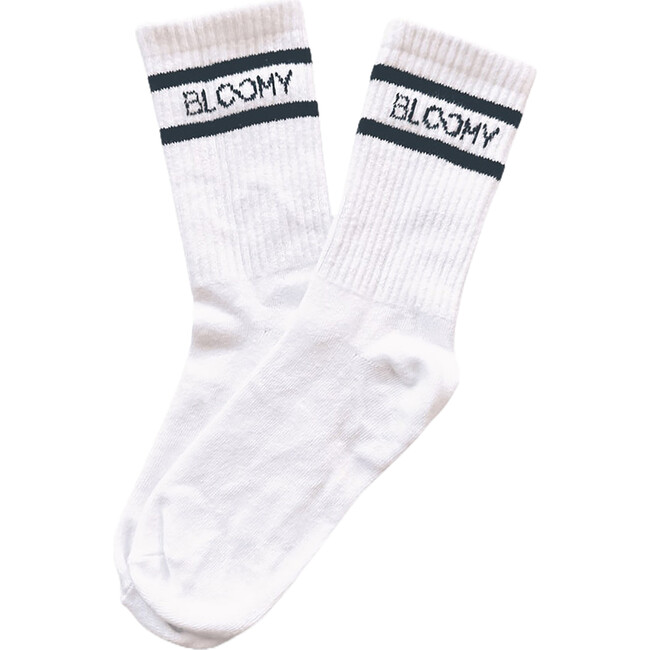 Bloomy Striped Sport High Socks, White
