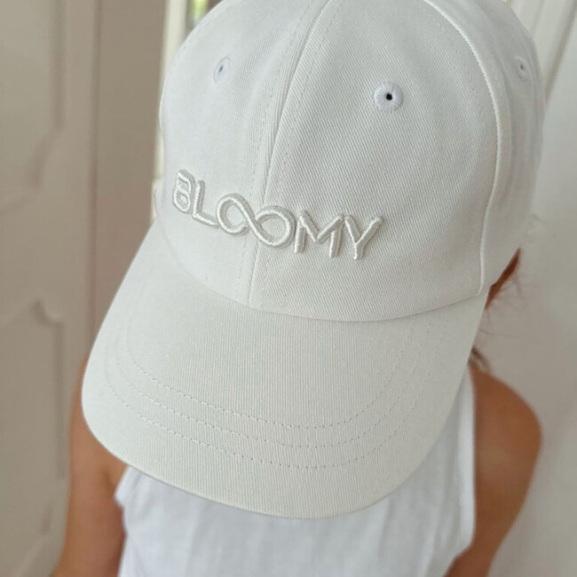 Kid's Bloomy Embroidered Adjustable Strap Baseball Cap, White - Hats - 2