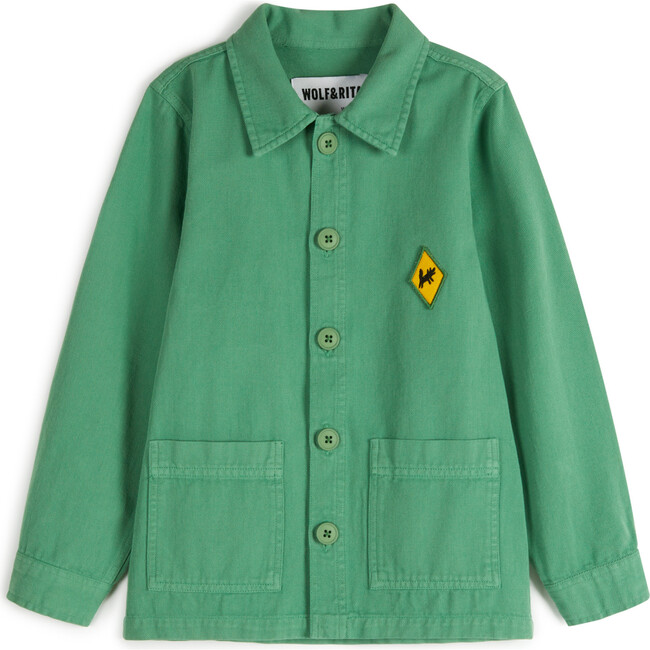 Jaime Button-Up Relaxed Fit Lapel Collar Overshirt, Stone Green