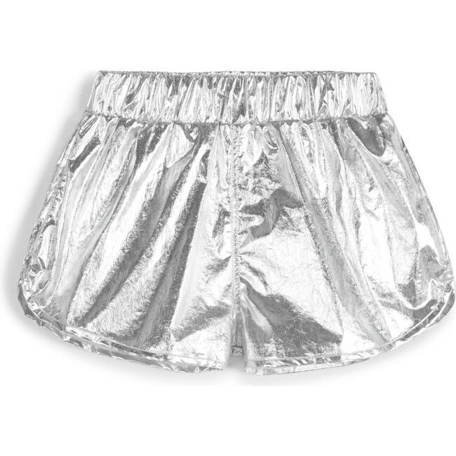 Augusto Shinny Elastic Waist Shorts, Silver