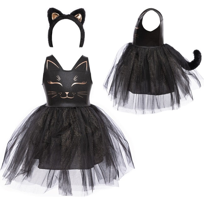 Black Cat Dress & Headpiece, Size 5-6
