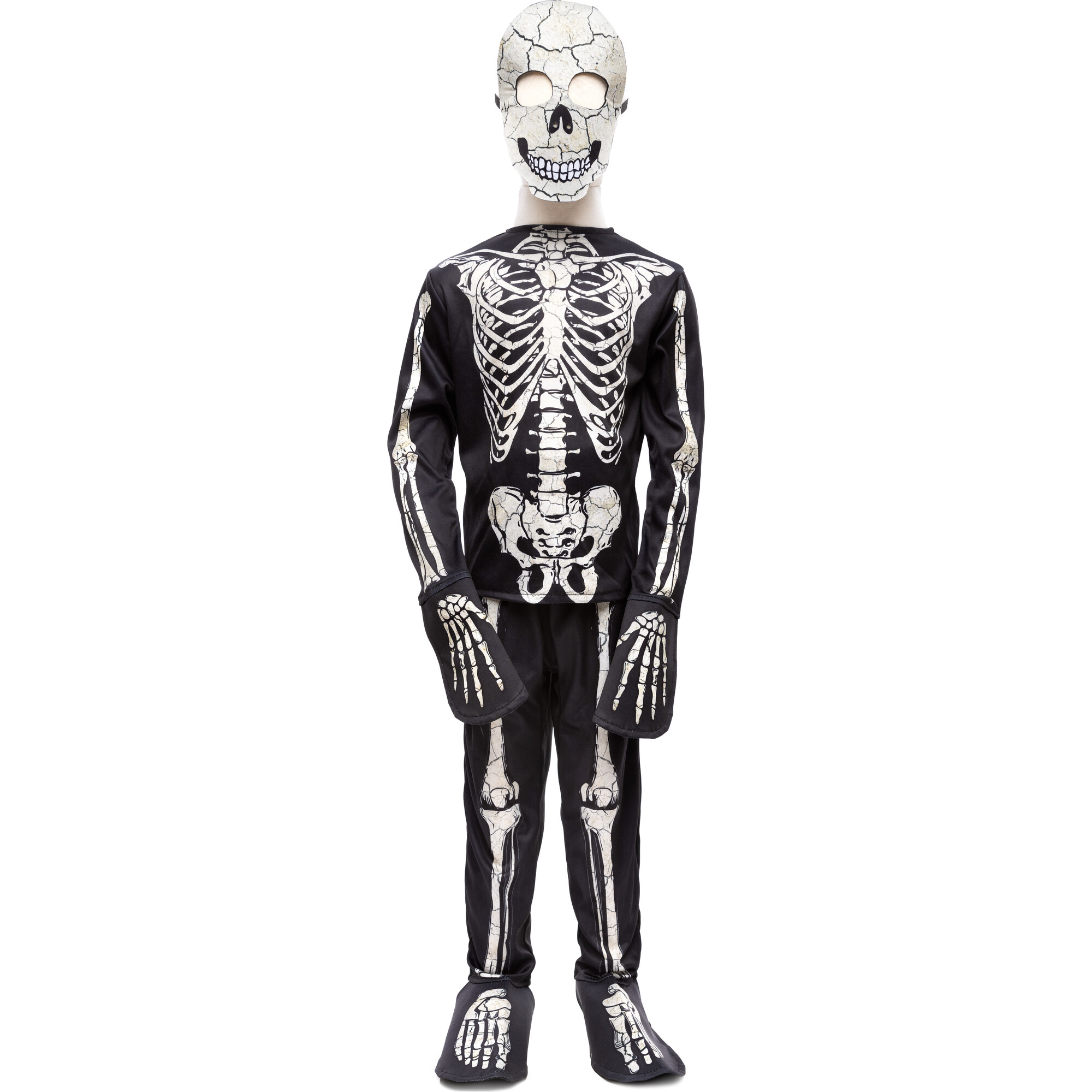 Glow-in-the-Dark Skeleton Shirt Pants Mask, Size 7-8 - Costumes - 1