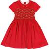 Stella Short Sleeve Corduroy Smocked Dress, Red - Dresses - 1 - thumbnail