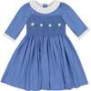 Heidi Winter Long Sleeve Smocked Dress, Blue - Dresses - 1 - thumbnail