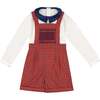 George Tartan Smocked Dungaree Shirt, Red - Overalls - 1 - thumbnail