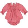 Angele Frilled Long Sleeve Corduroy Smocked Babyset, Pink - Mixed Apparel Set - 1 - thumbnail