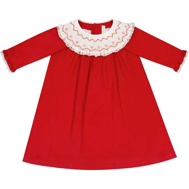 Celeste Long Sleeve Corduroy Bishop Dress, Red