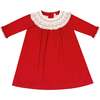 Celeste Long Sleeve Corduroy Bishop Dress, Red - Dresses - 1 - thumbnail