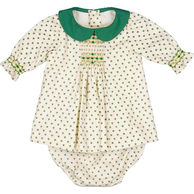 Olympe Holiday Long Sleeve Smocked Babyset, Green - Mixed Apparel Set - 1