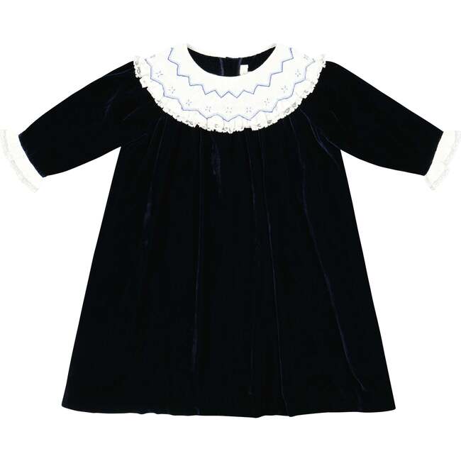 Celeste Long Sleeve Velvet Bishop Dress, Navy