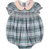 Sherazade Short Sleeve Tartan Bubble, Green & Pink - Rompers - 1 - thumbnail