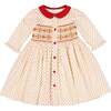 Olympe Holiday Long Sleeve Smocked Dress, Red - Dresses - 1 - thumbnail