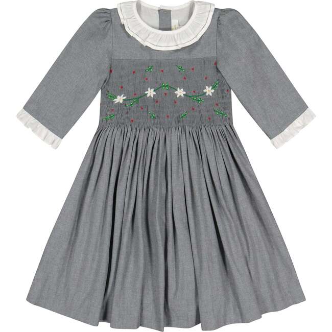 Heidi Winter Long Sleeve Smocked Dress, Grey