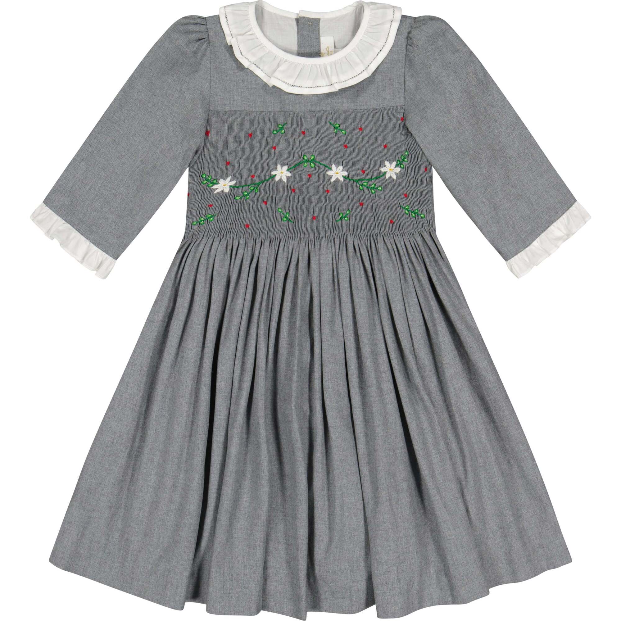 Heidi Winter Long Sleeve Smocked Dress, Grey - Dresses - 1