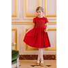 Stella Short Sleeve Corduroy Smocked Dress, Red - Dresses - 2