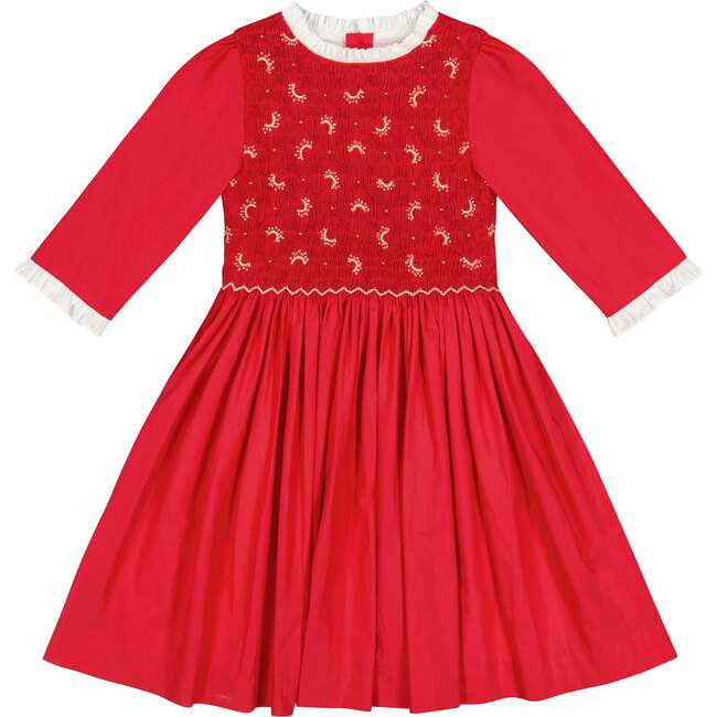 Luna Long Sleeve Smocked Dress, Red