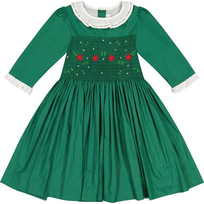 Heidi Winter Long Sleeve Smocked Dress, Green - Dresses - 1