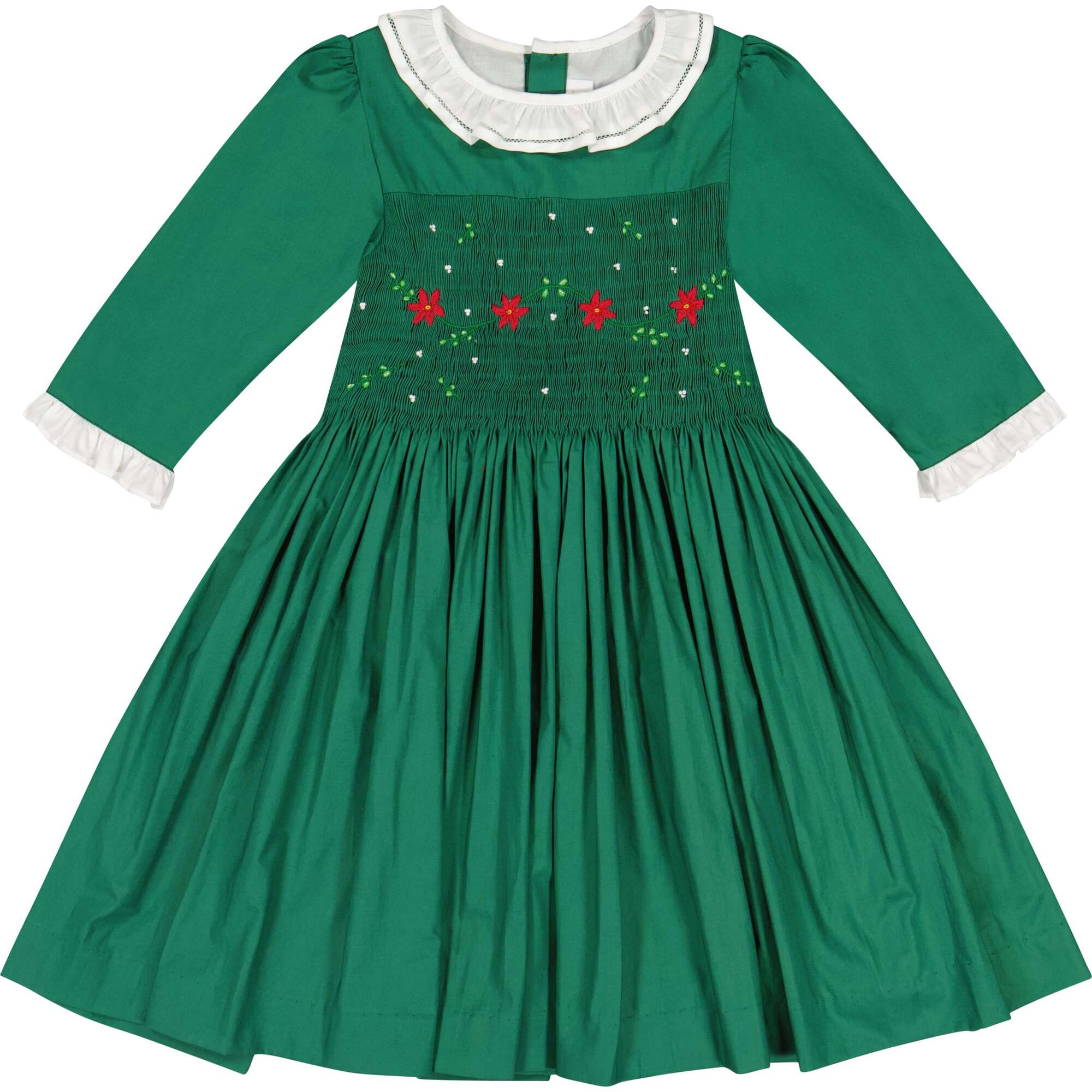 Heidi Winter Long Sleeve Smocked Dress, Green - Antoinette
