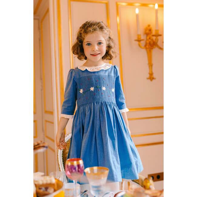 Heidi Winter Long Sleeve Smocked Dress, Blue - Dresses - 2