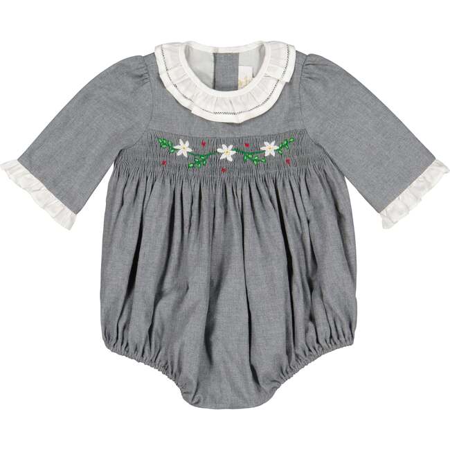 Heidi Winter Long Sleeve Smocked Bubble, Grey