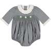 Heidi Winter Long Sleeve Smocked Bubble, Grey - Rompers - 1 - thumbnail