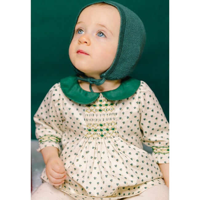 Olympe Holiday Long Sleeve Smocked Babyset, Green - Mixed Apparel Set - 2