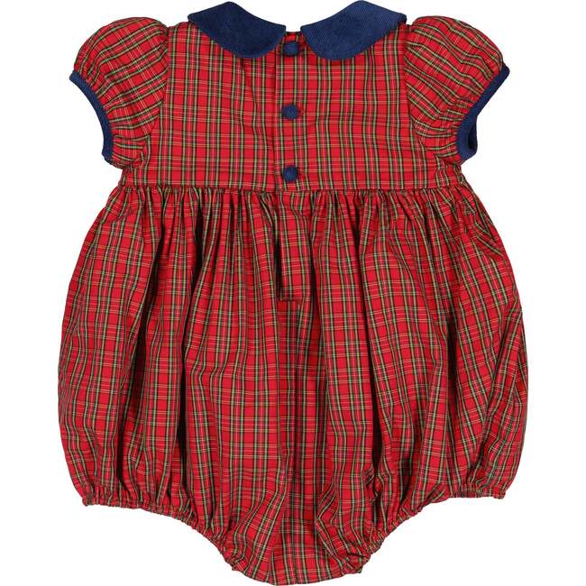 Angelica Short Sleeve Tartan Smocked Bubble, Red - Rompers - 5